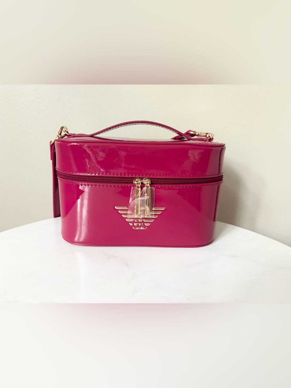 Emporio Armani Patent Fuchsia Crossbody Vanity Bag plus Mascara - Picture 8 of 9